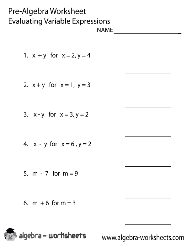 Equations Pre Algebra Worksheet Printable
