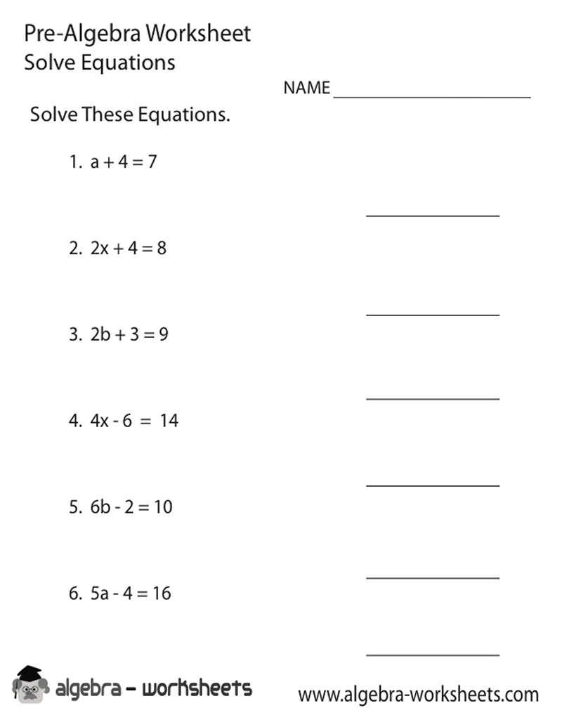 Free Printable Beginning Algebra Worksheets Eden Escape